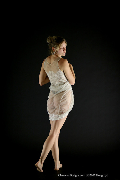 029 White Semi-Transparent Dress Figure Pose - CharacterDesign.com